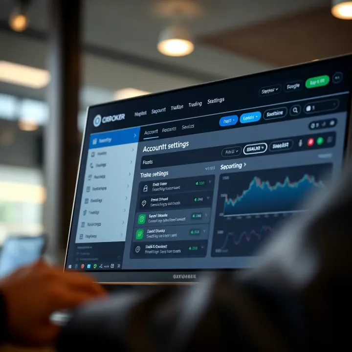 Dashboard displaying account management options and security settings on QXBroker.com