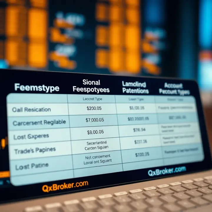 Comparison of different account types available at QXBroker.com with fee structure and benefits