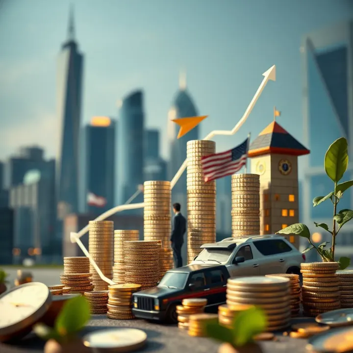 Conceptual illustration of diversified income sources and business ventures