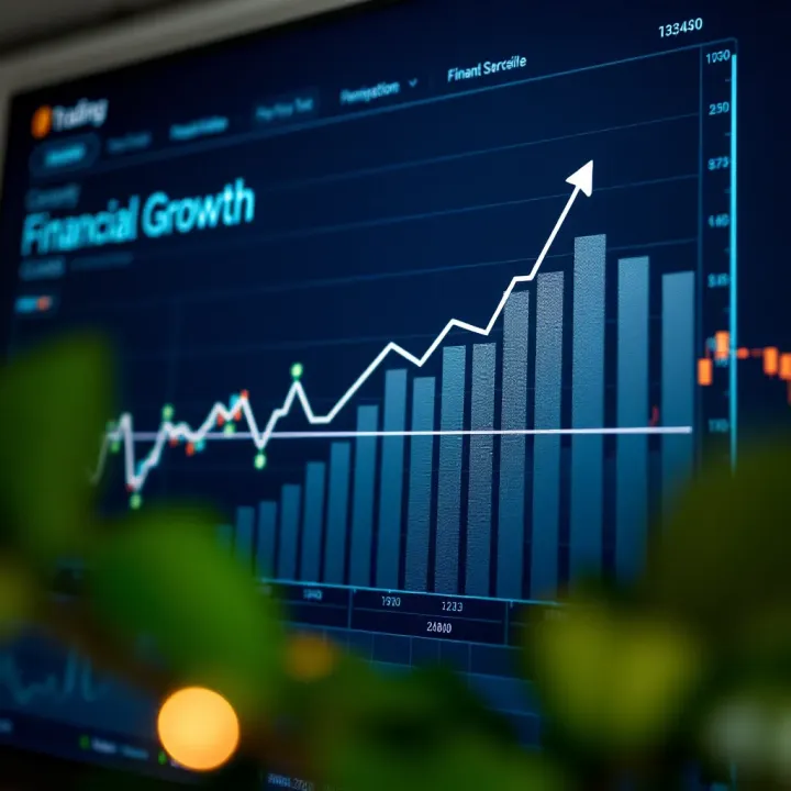Graph showing upward financial growth and investment progression