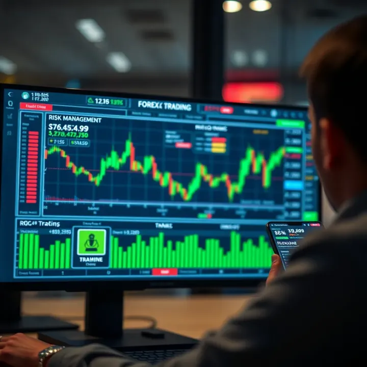 Graphic illustrating secure forex trading environment with risk management and legal compliance icons