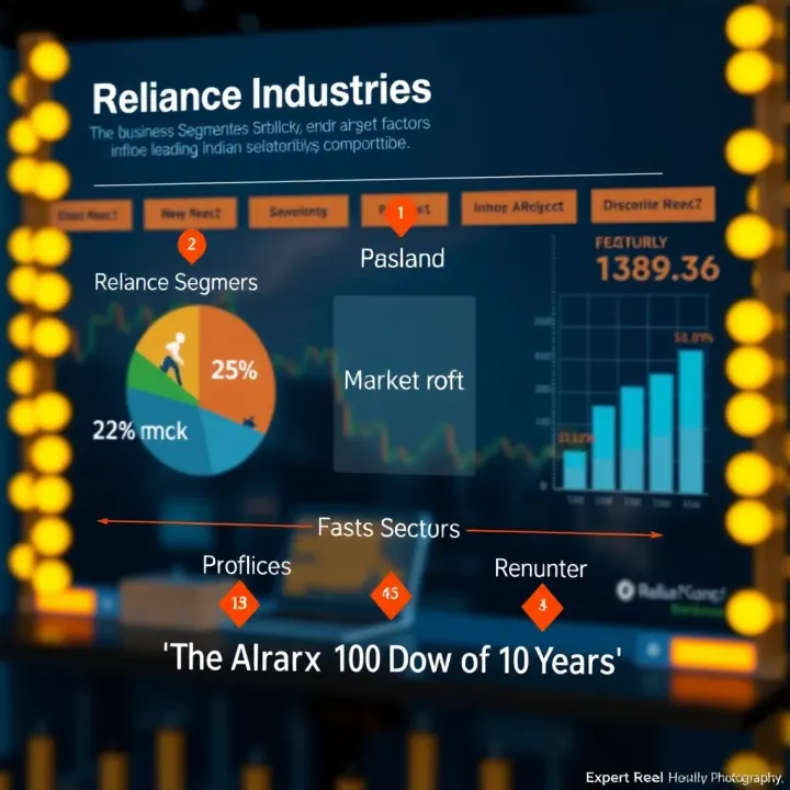Infographic showing business segments and market factors influencing a leading Indian conglomerate