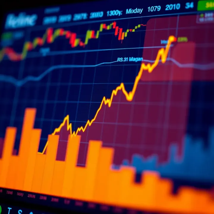 Graph showing upward trend in Reliance Industries' stock value influenced by business strategies and market conditions