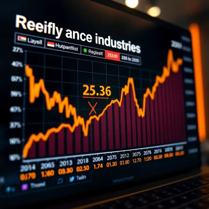 Graph showing the projected share price trends of Reliance Industries influenced by market and economic factors