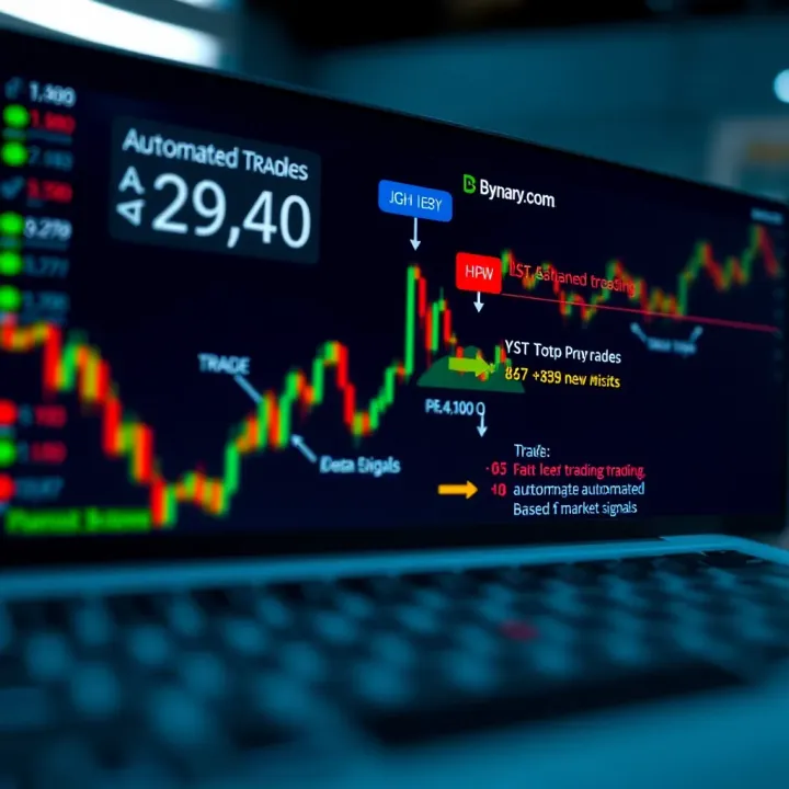 Diagram showing how a Binary.com trading bot executes automated trades based on market signals