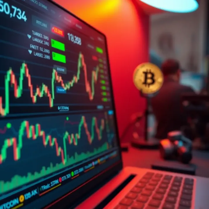 Digital interface displaying cryptocurrency market trends and Bitcoin trading signals