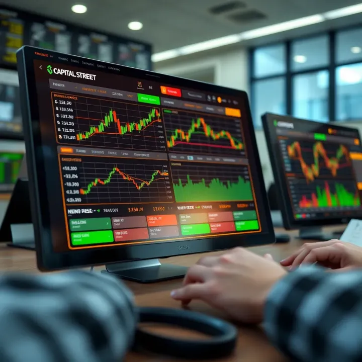 Detailed overview of Capital Street FX platform interface showcasing trading options and market analysis tools