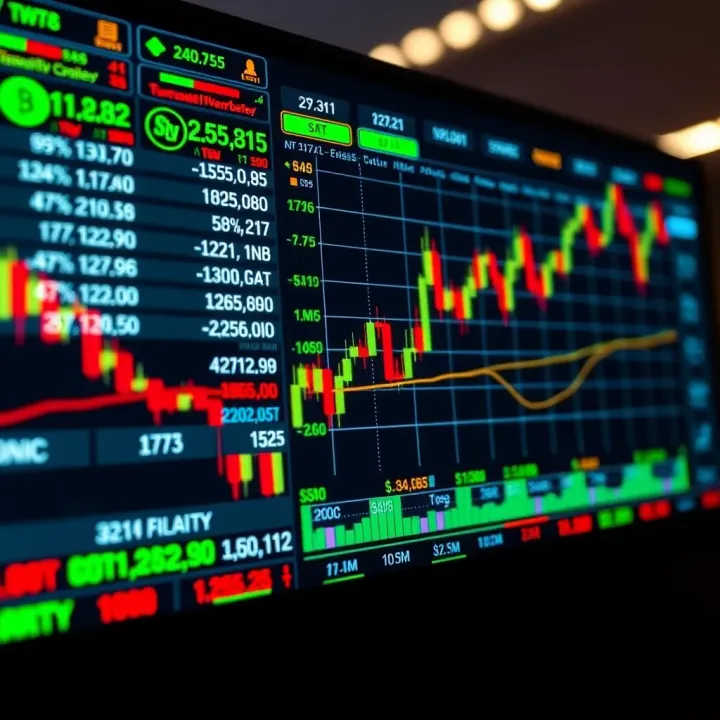 Forex Trading Platform Displaying Currency Data and Market Trends Illustration of a forex trading platform interface displaying currency pairs and graphs
