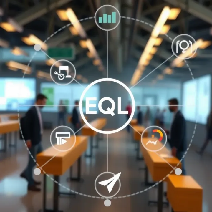 Diagram illustrating various fields such as technology and finance connected by the term EQL