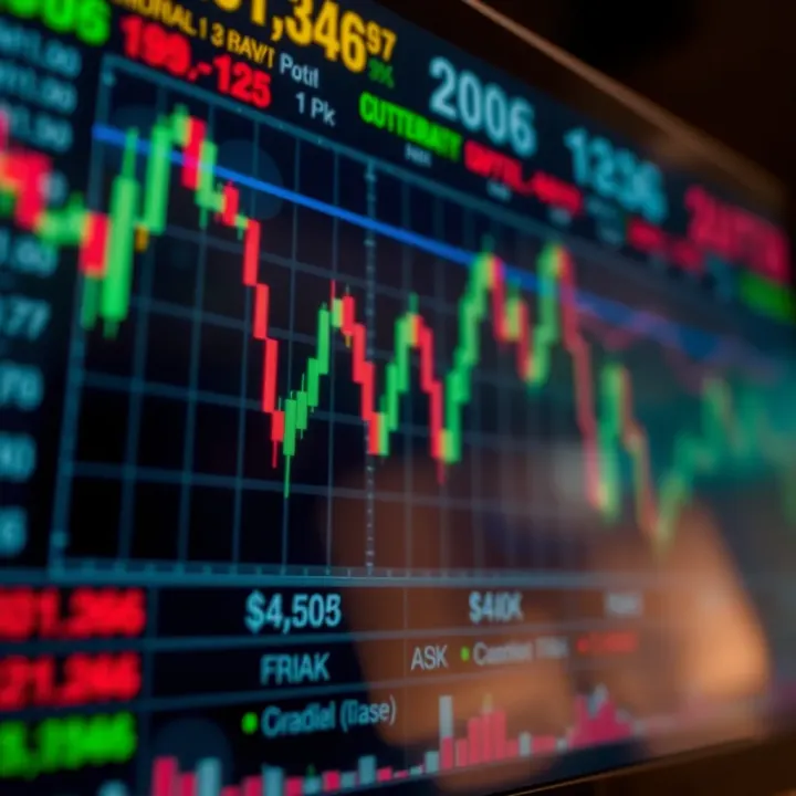 Graph displaying fluctuations in market prices with indicators for risk assessment