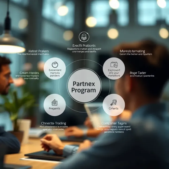 Diagram illustrating the benefits and opportunities of joining the Quotex partner program