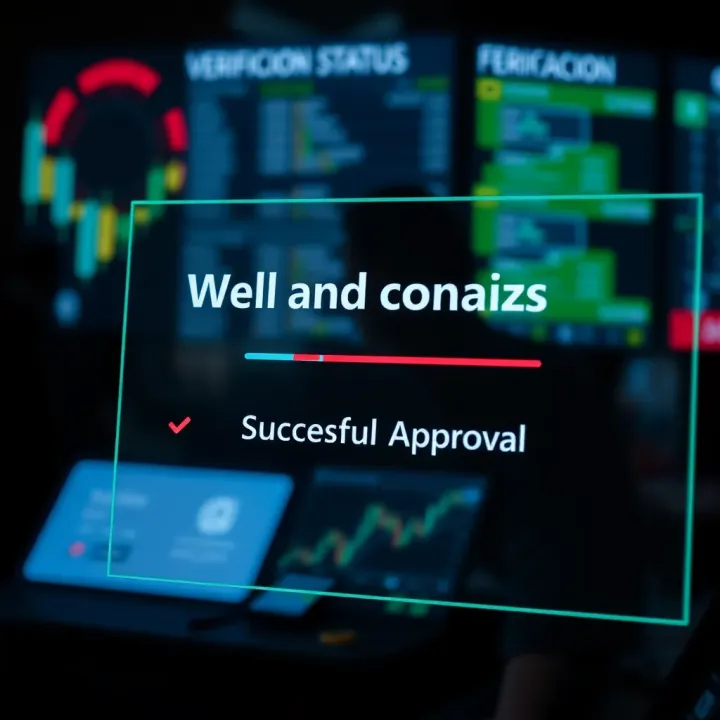 Digital interface showing verification status with successful approval indicators