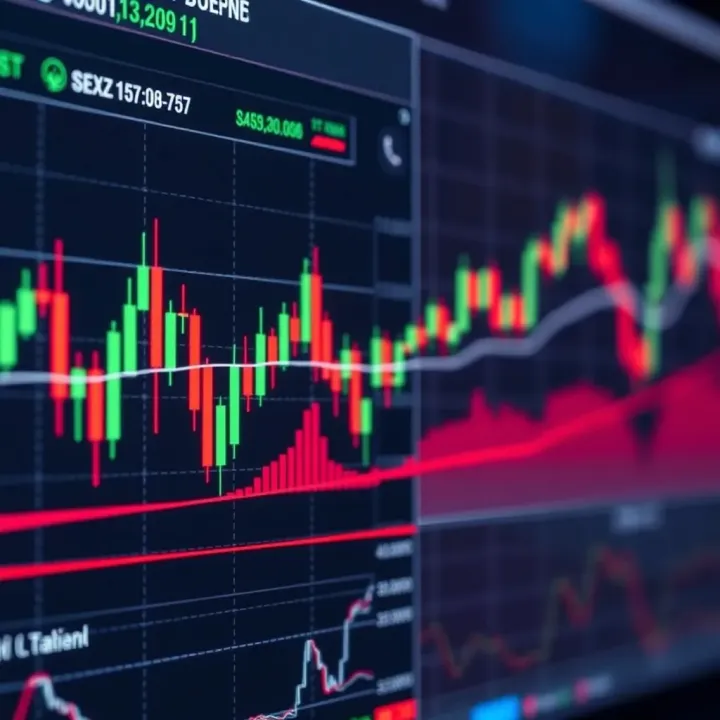 Graph displaying trading signals on a digital chart with indicators