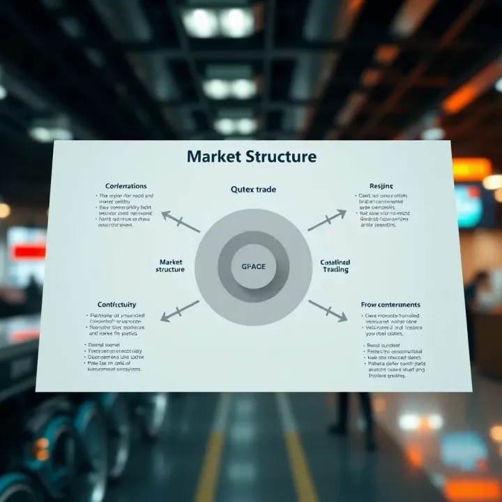 Diagram illustrating the key components of Qutex trade including market structure and trading flow