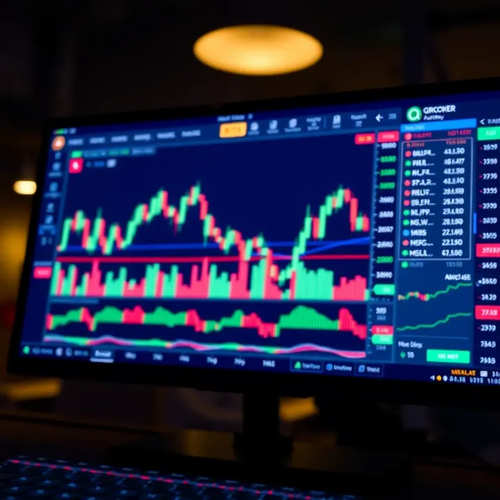 User interface of QX Broker trading platform displaying charts and market data