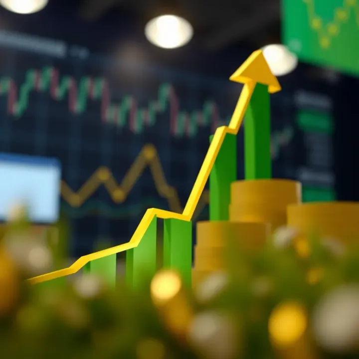 Graph showing upward financial growth and investment trends
