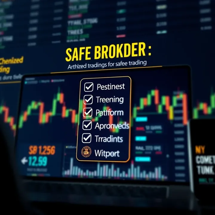 Graphic displaying a checklist and secure trading platform symbolizing authenticity and trustworthiness of RBI-approved forex brokers