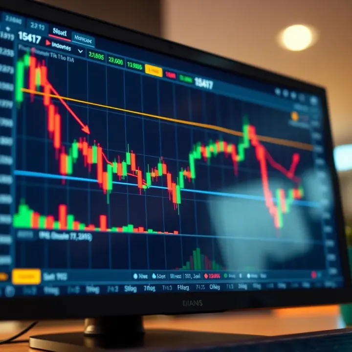 Interactive TradingView chart displaying candlestick patterns and technical indicators linked with Binary.com trading signals