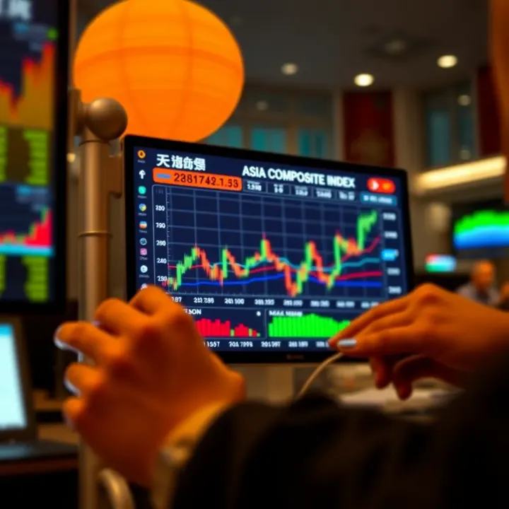 Live stock chart displaying real-time data from major Asian stock exchanges
